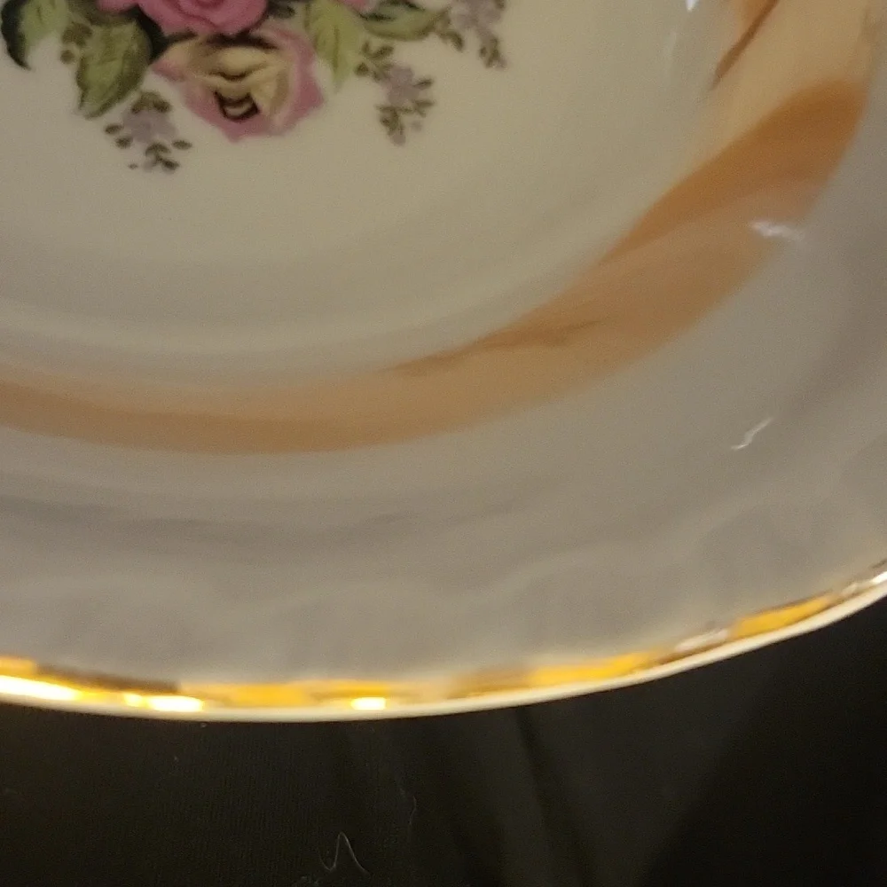 Vintage Westwood Bone China Elegant Lusterware Floral Gold Rim Serving Bowl‎